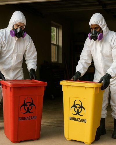 IICRC certified trauma cleanup technicians completing the biohazard removal form a crime scene cleanup at a home located in Rock Island IL.